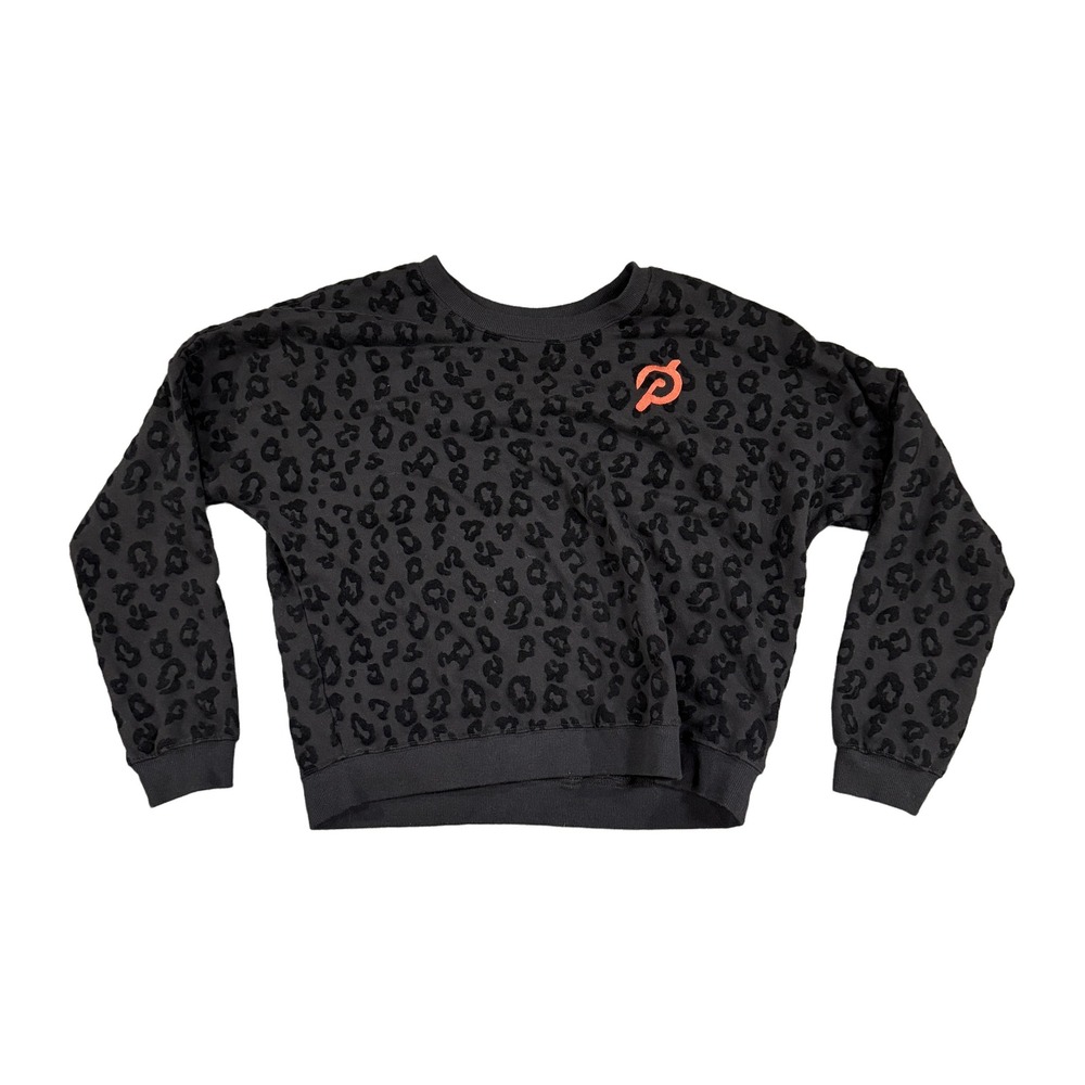 Peloton Womens Black Flocked Leopard Print Sweatshirt Pullover PT193419P Size M